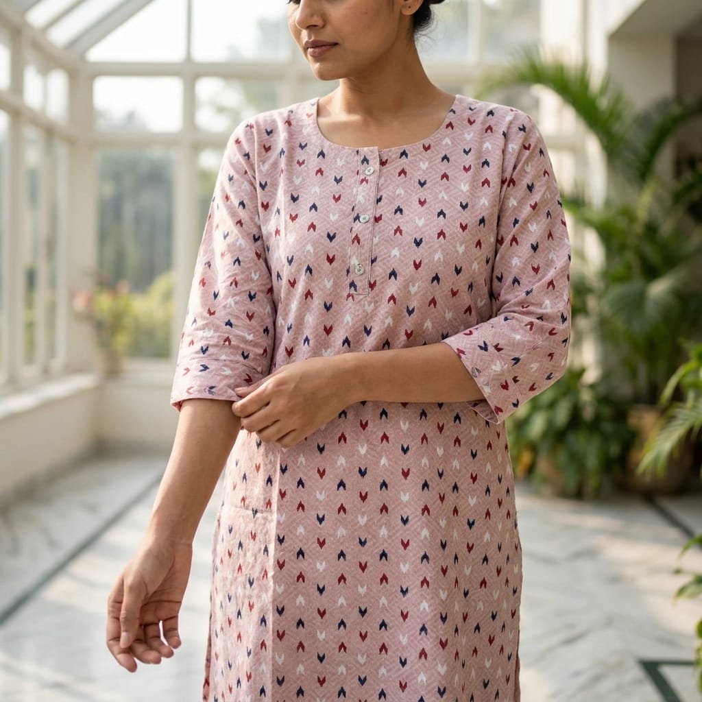 Pink Rayon Kurti