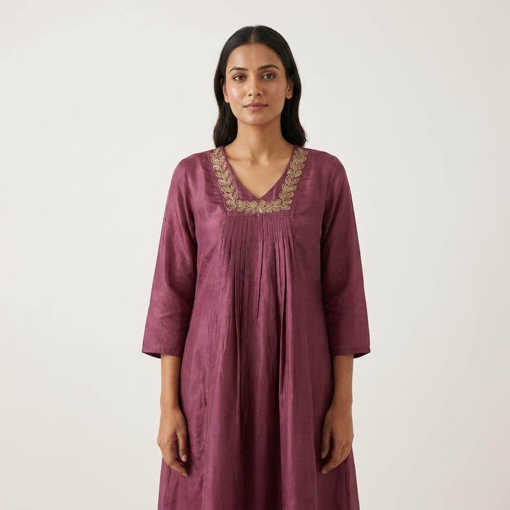 Mauve Cotton Silk Kurti