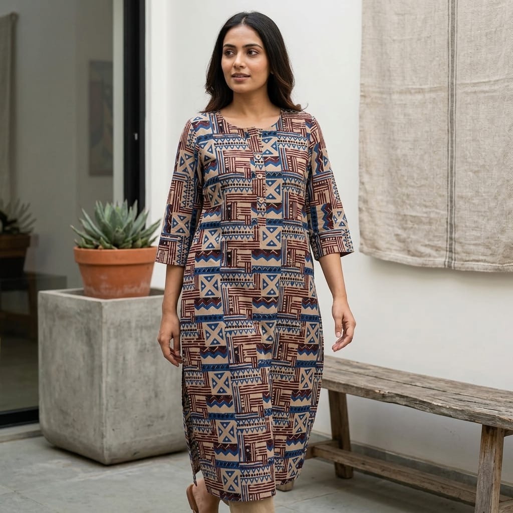 Beige Cotton Kurti