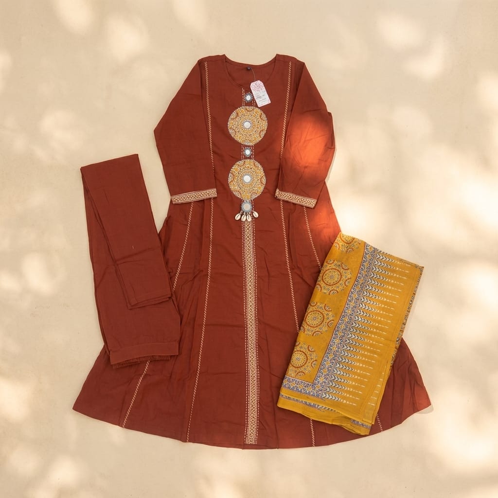 Rust Orange Cotton Salwar