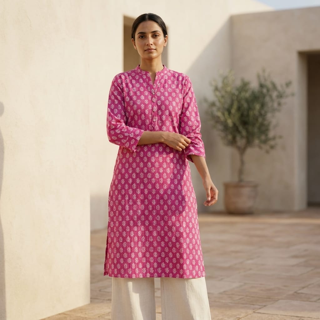 Pink Cotton Kurti
