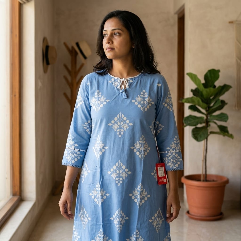 Blue Cotton Kurti