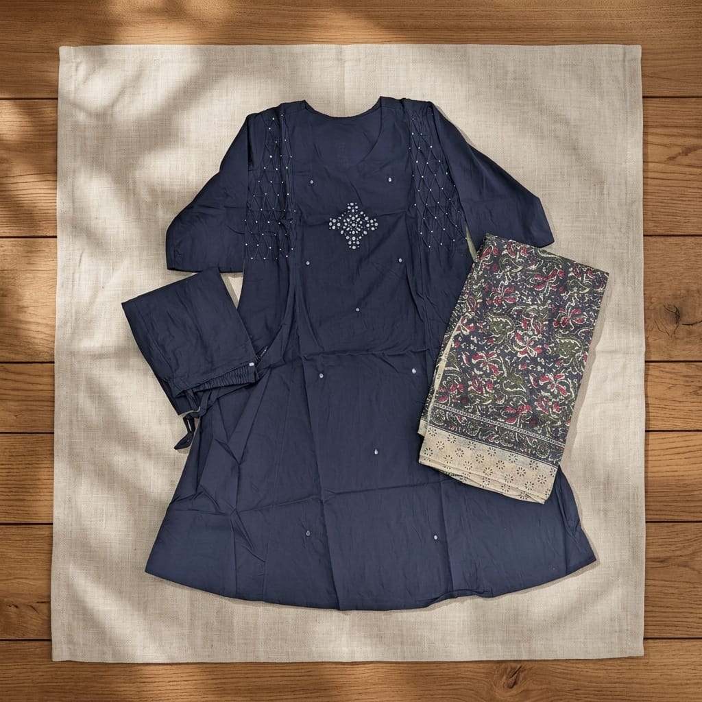 Dark Blue Cotton Anarkali Salwar | 11268