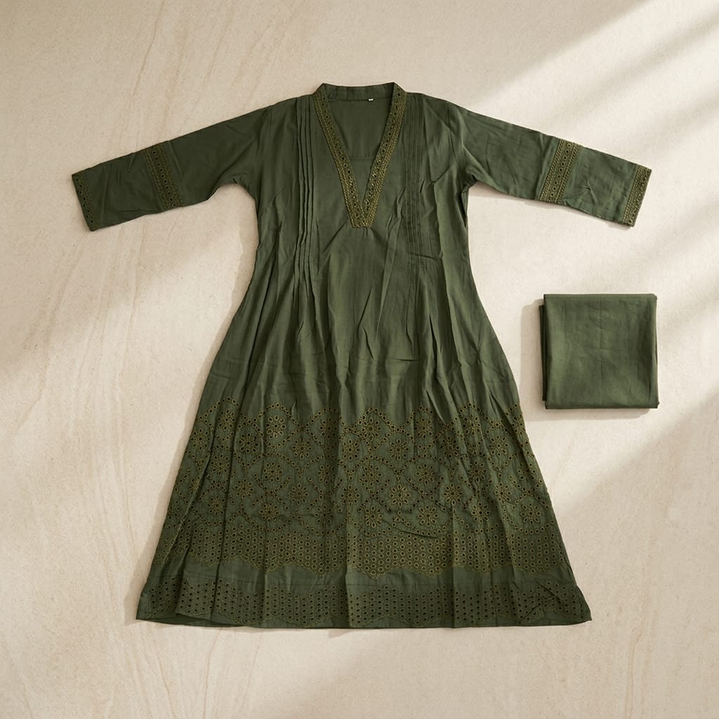 Bottle Green Cotton Salwar