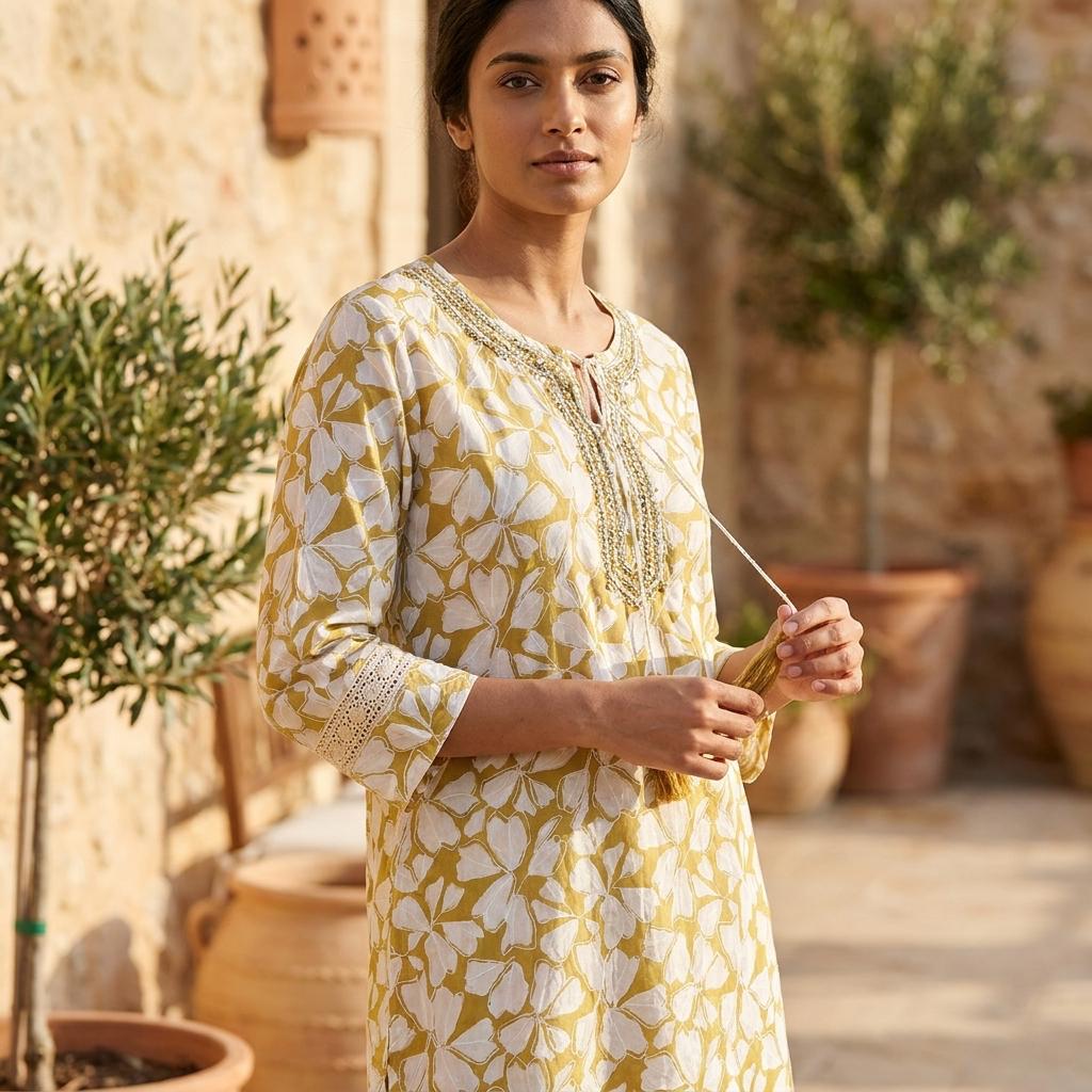 Cream Cotton Kurti