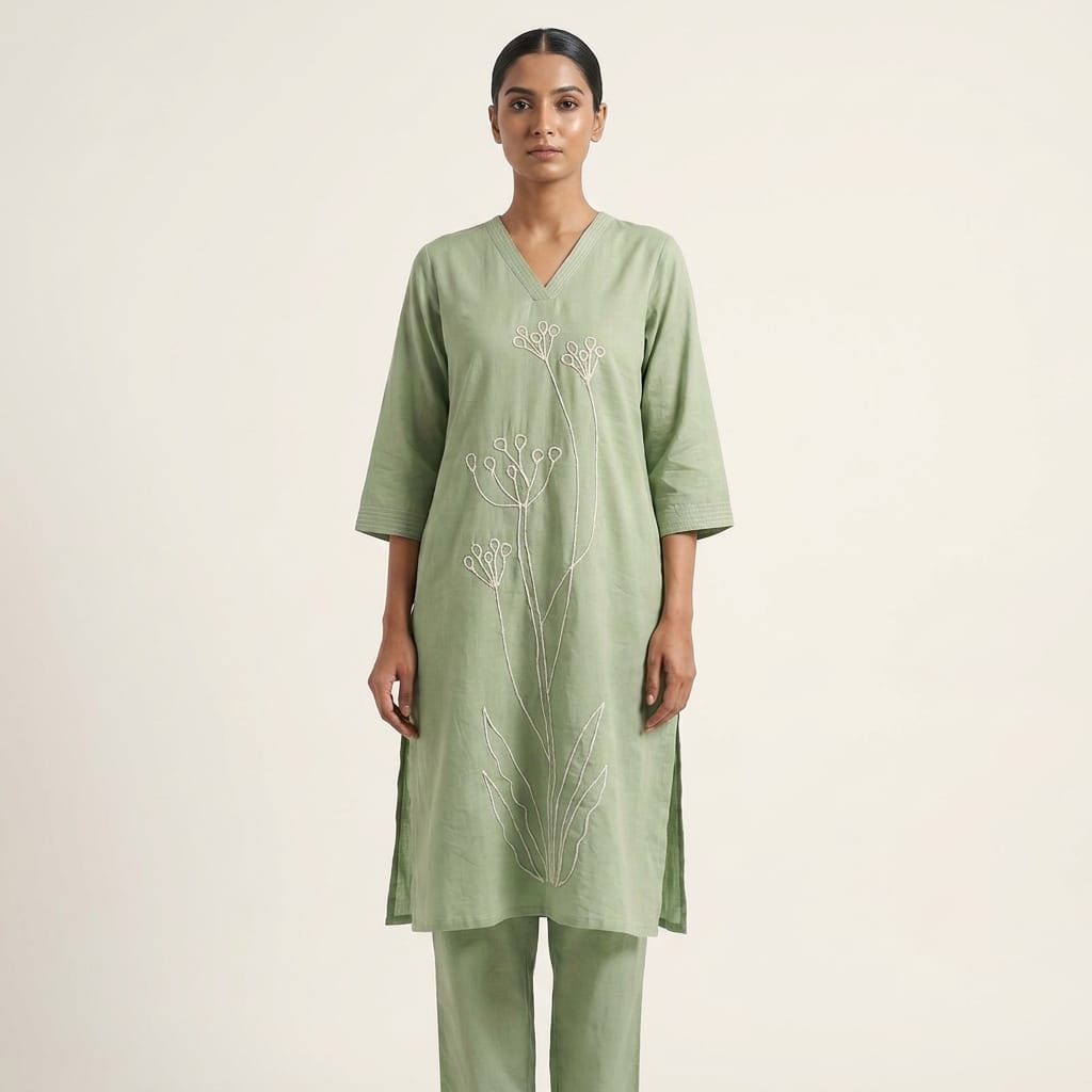Olive Green Silk Co-ord Set