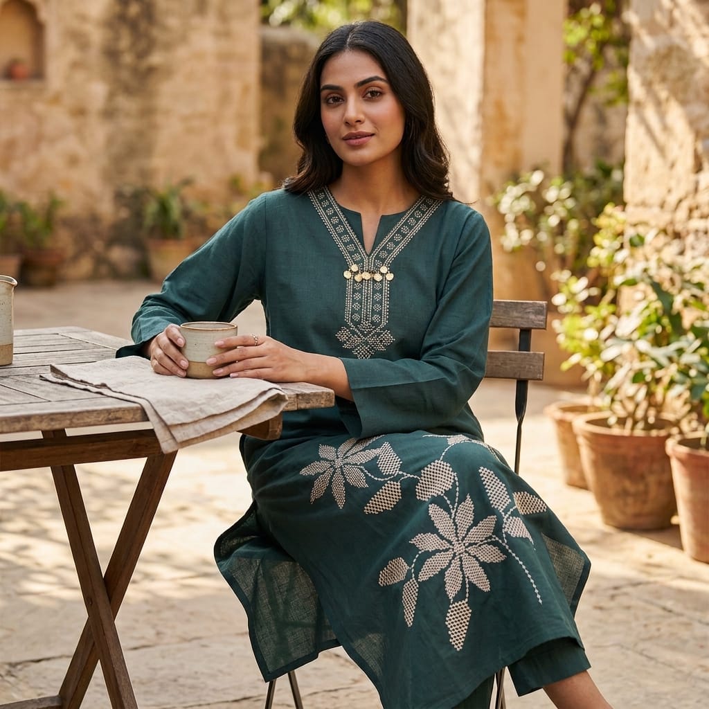 Green Cotton Co-ord Set