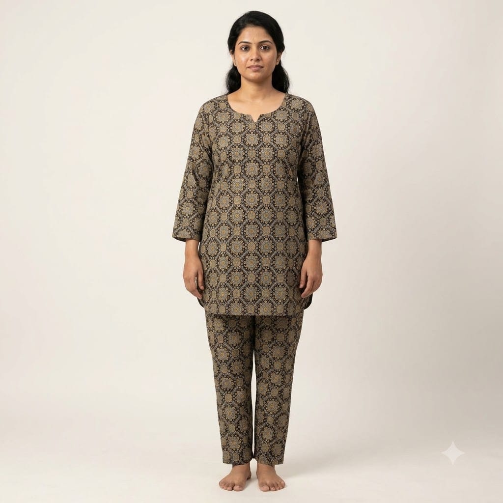 Black Cotton Co-ord Set | 11342