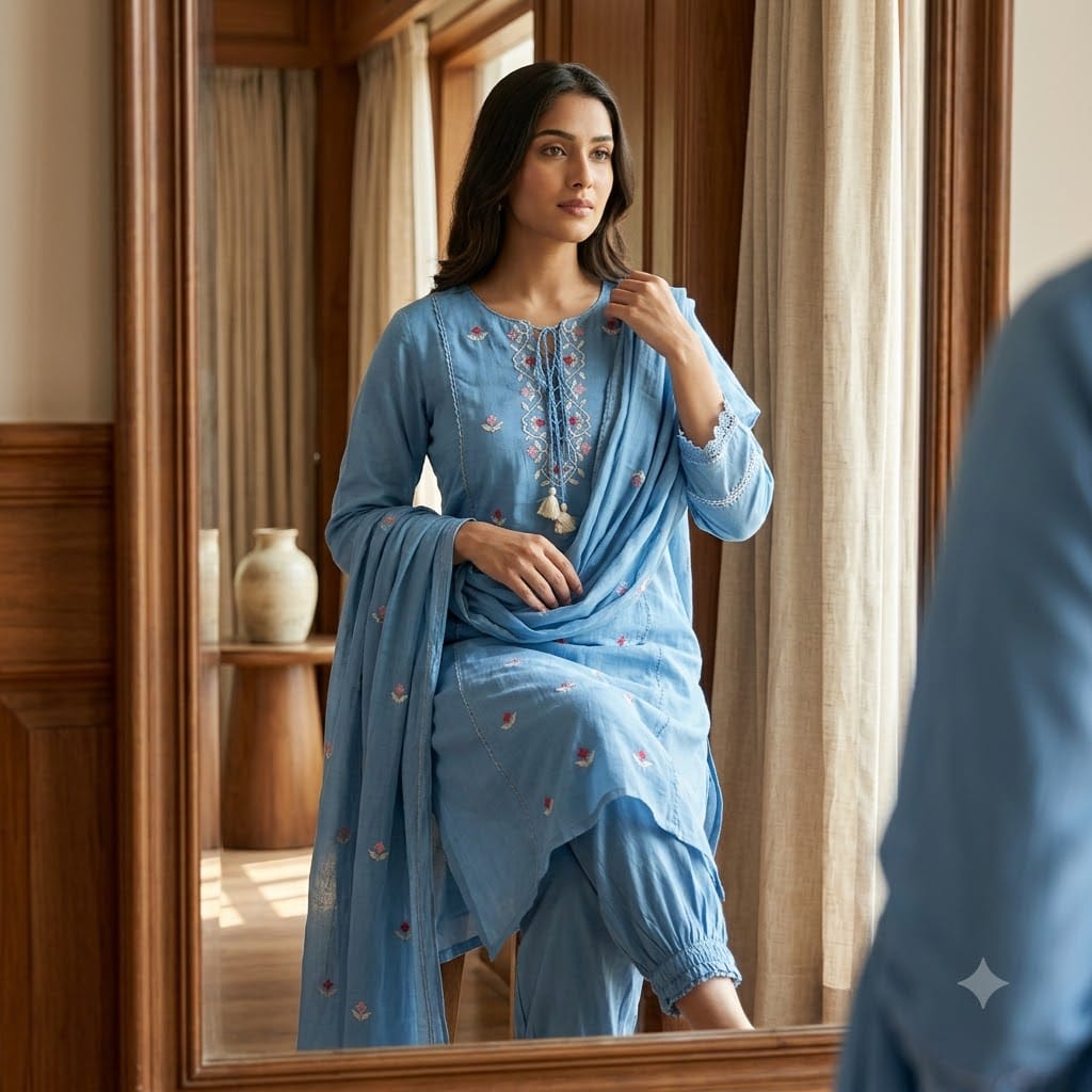 Blue Chanderi Silk Salwar | 11380