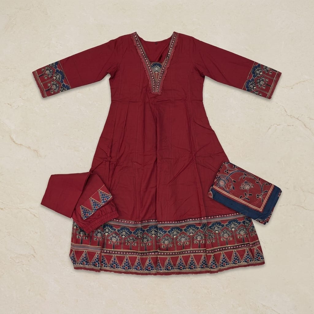 Red Cotton Anarkali Salwar | 11281