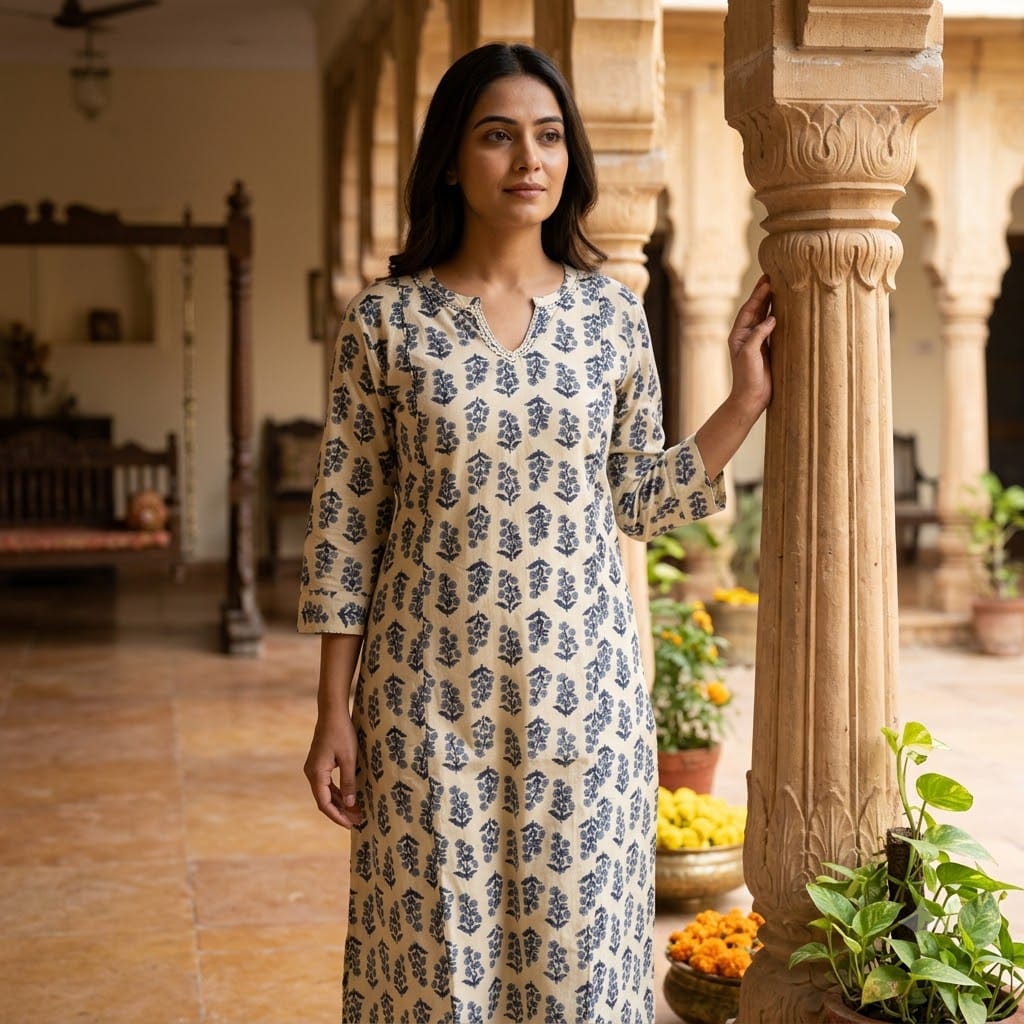 White Cotton Kurti | 11452