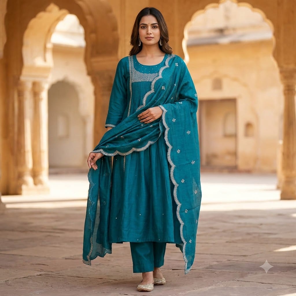 Blue Cotton Silk Salwar | 11395
