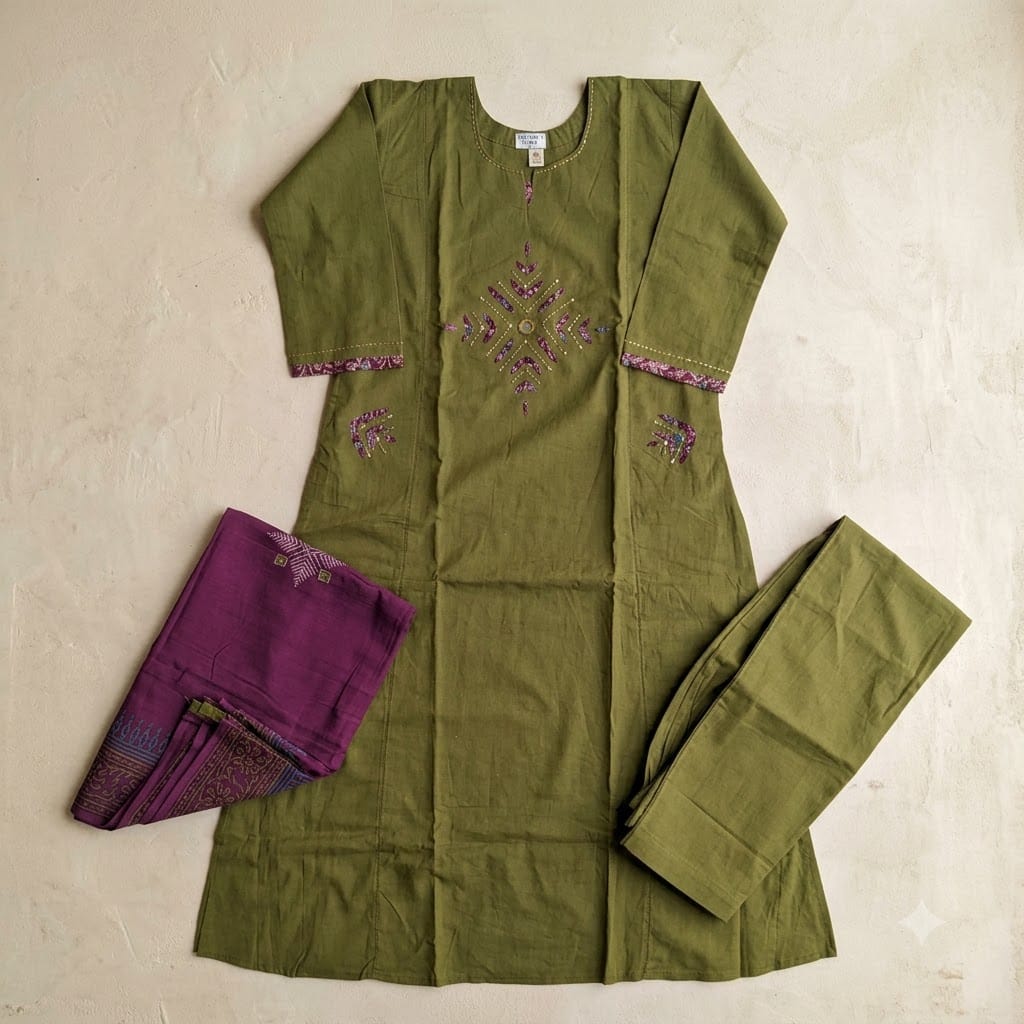 Green Cotton Salwar | 11404