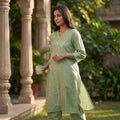 Olive Green Silk Co-ord Set