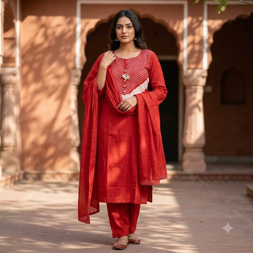 Red Cotton Salwar | 11418