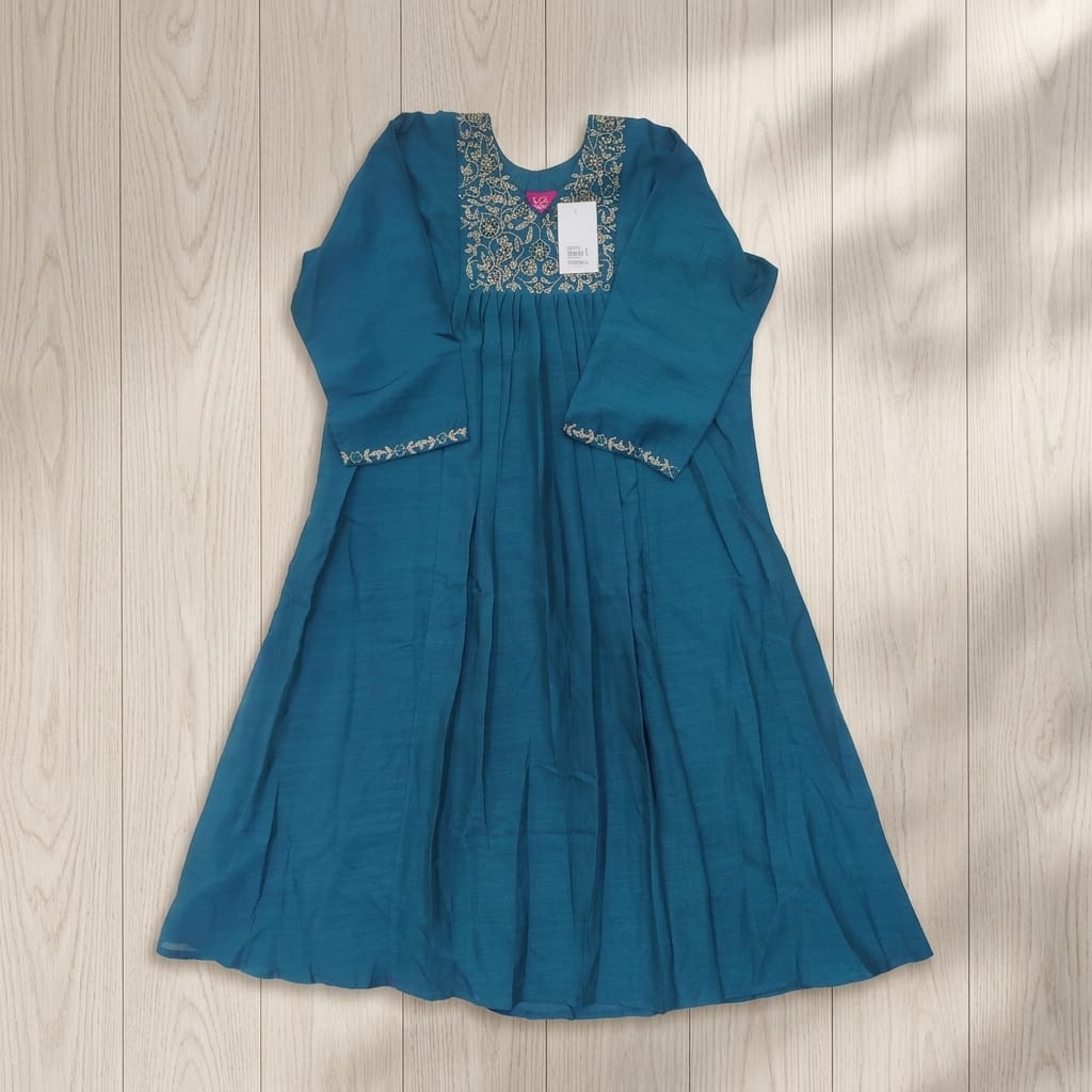 Blue Cotton Silk Kurti