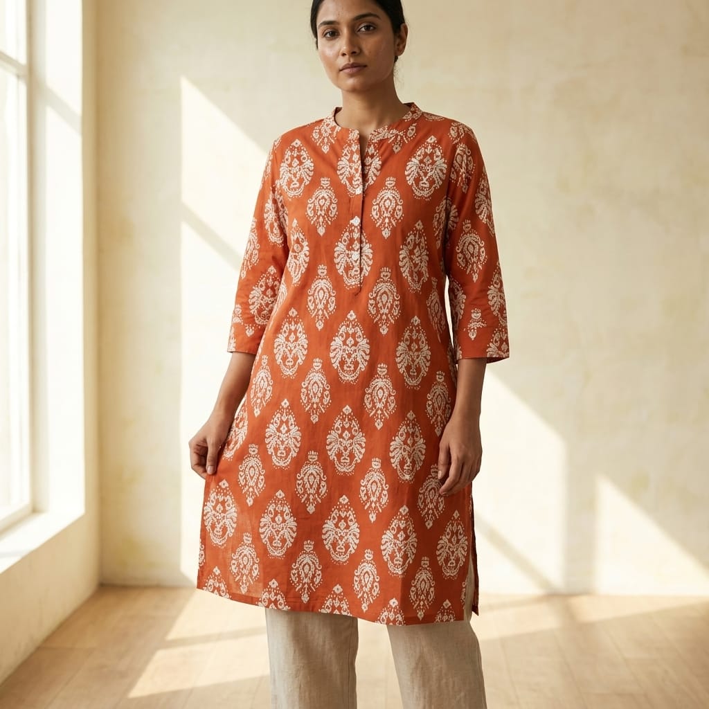 Orange Rayon Kurti