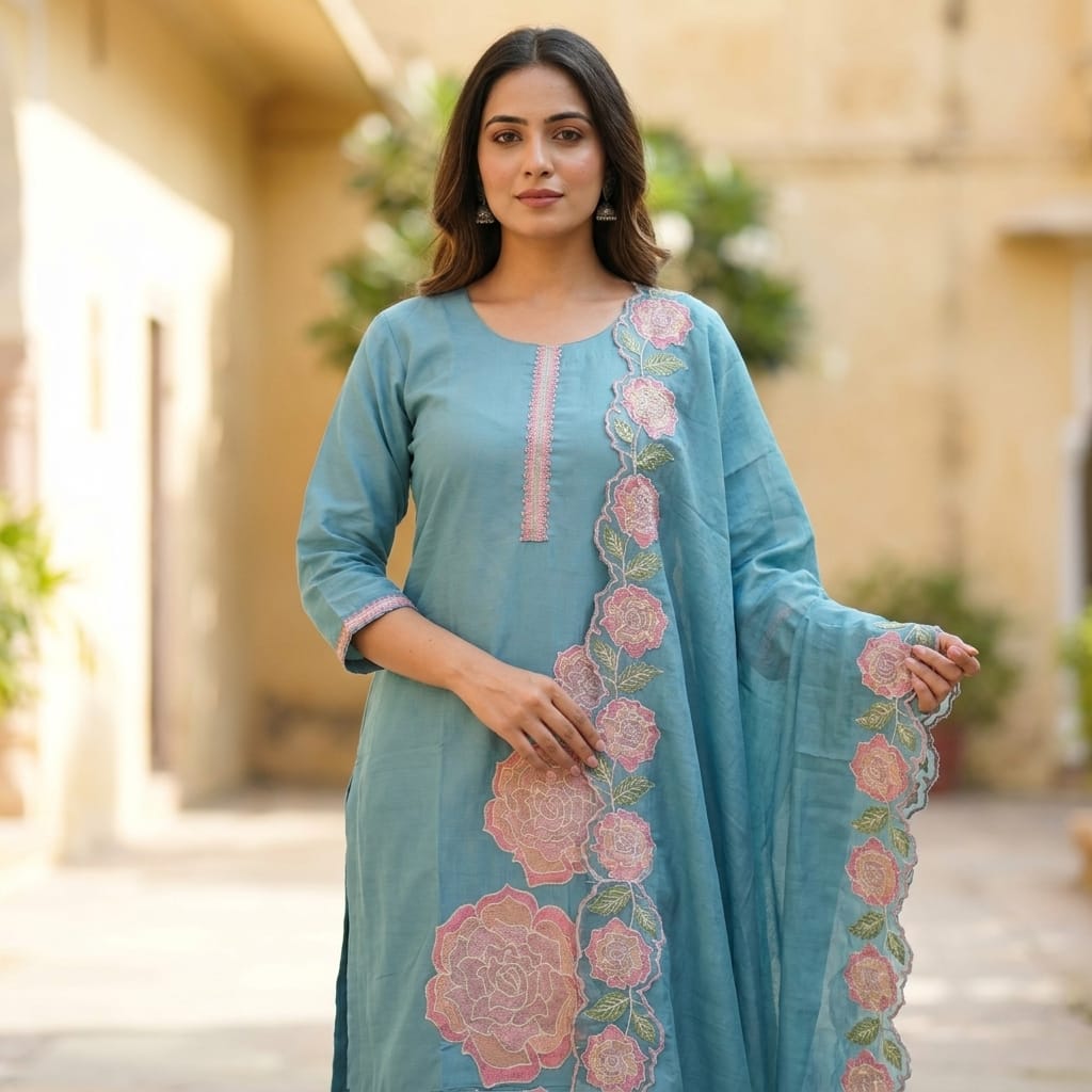 Blue Cotton Silk Salwar | 11251