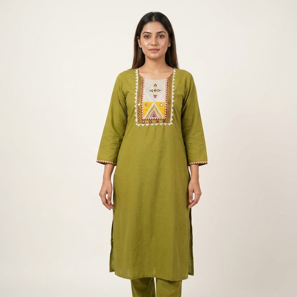 Green Cotton Silk Co-ord Set