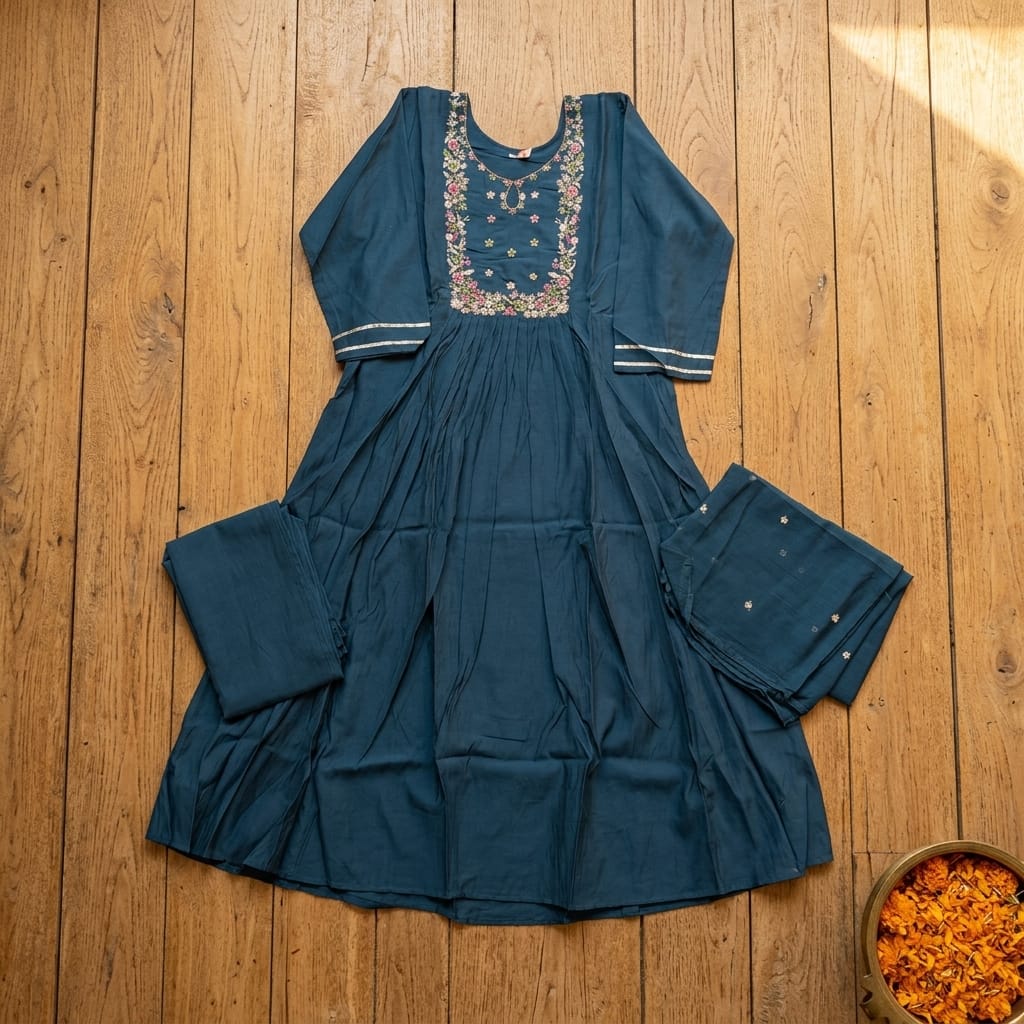 Blue Chanderi Silk Salwar | 11299