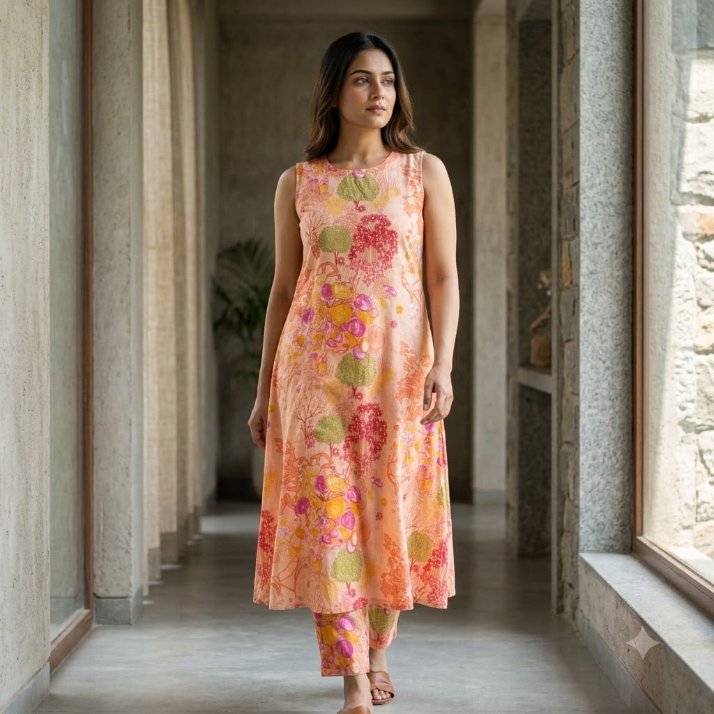 Peach Rayon Co-ord Set | 11362