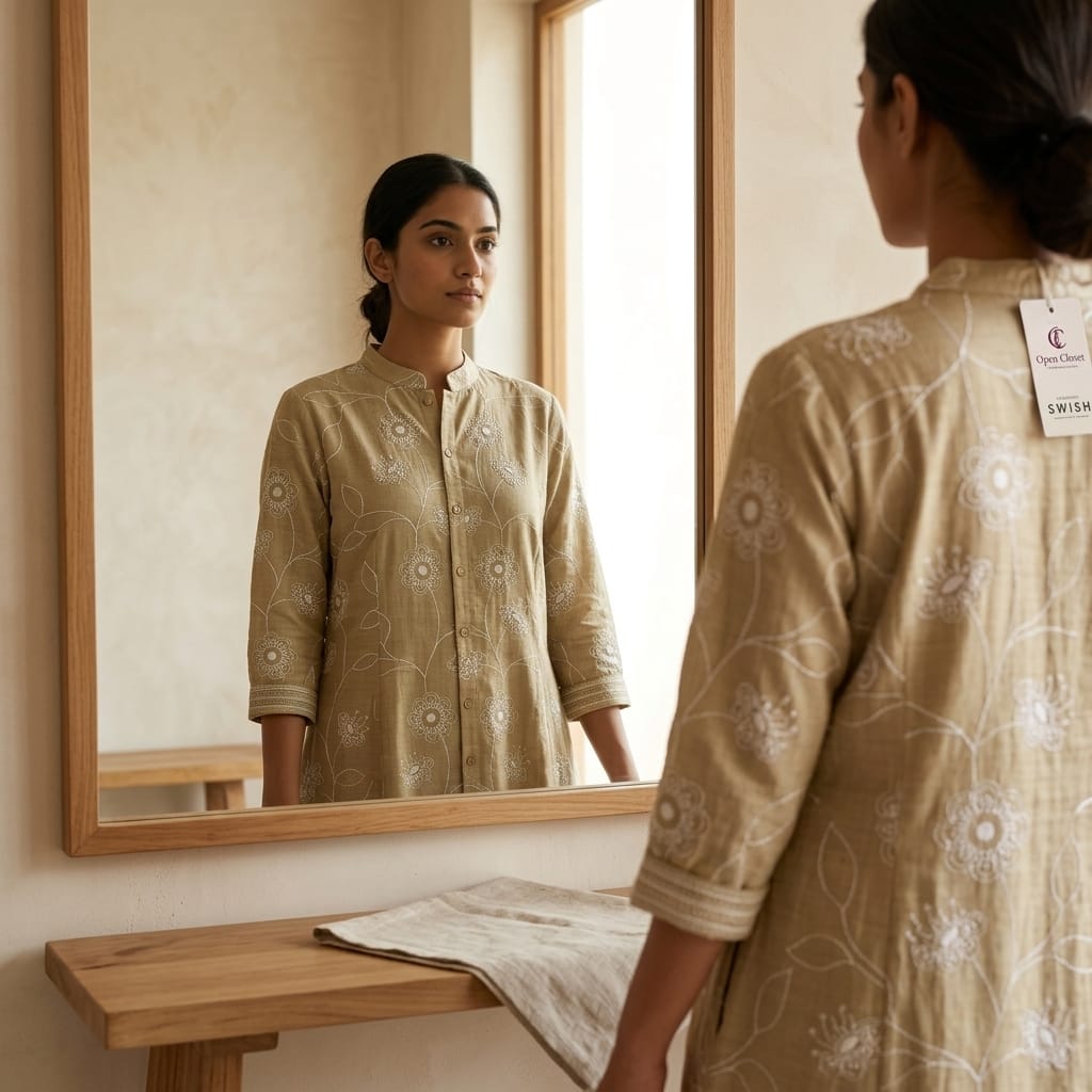Taupe Cotton Silk Kurti