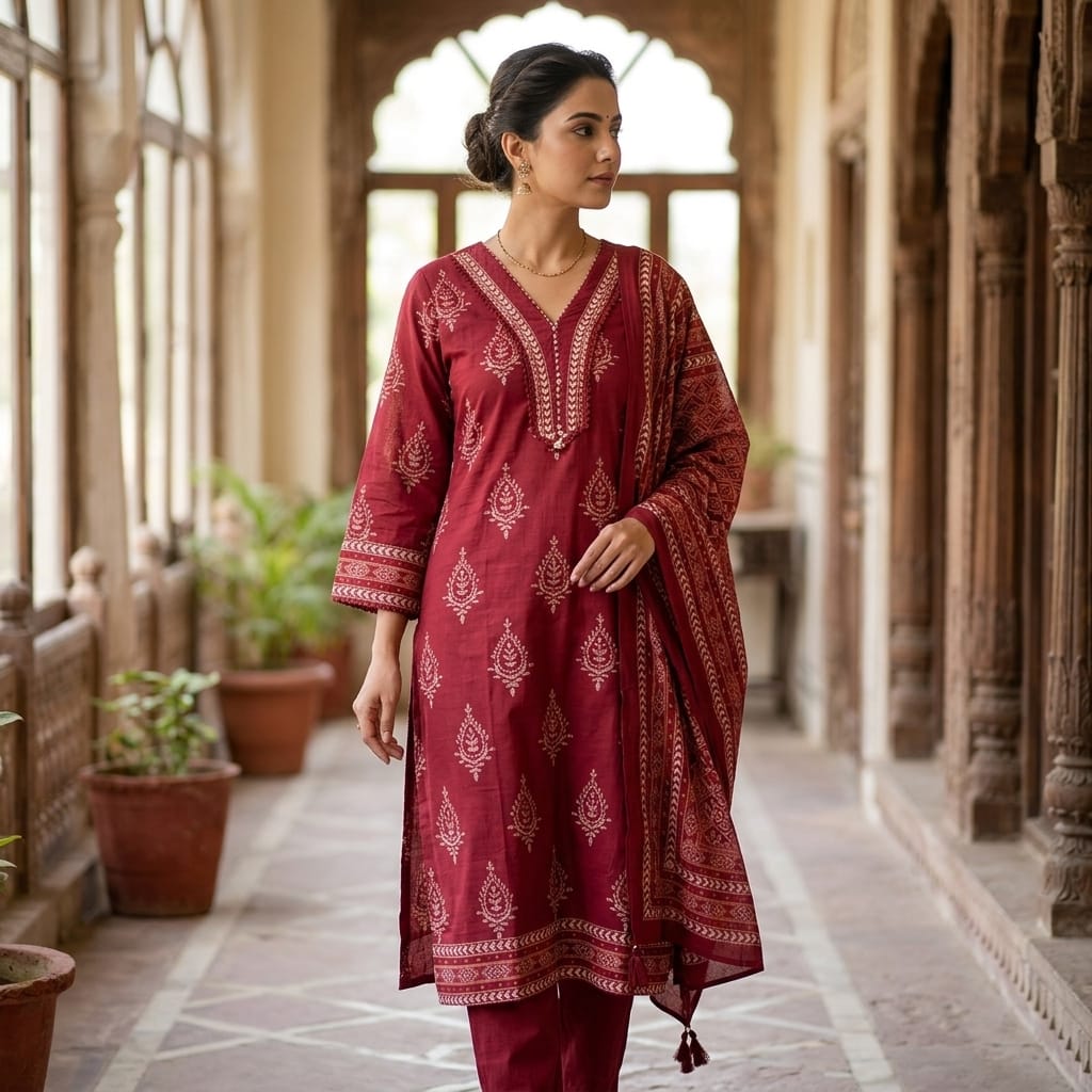 Red Cotton Salwar | 11252