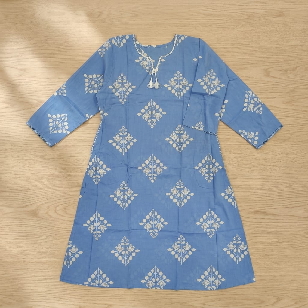 Blue Cotton Kurti