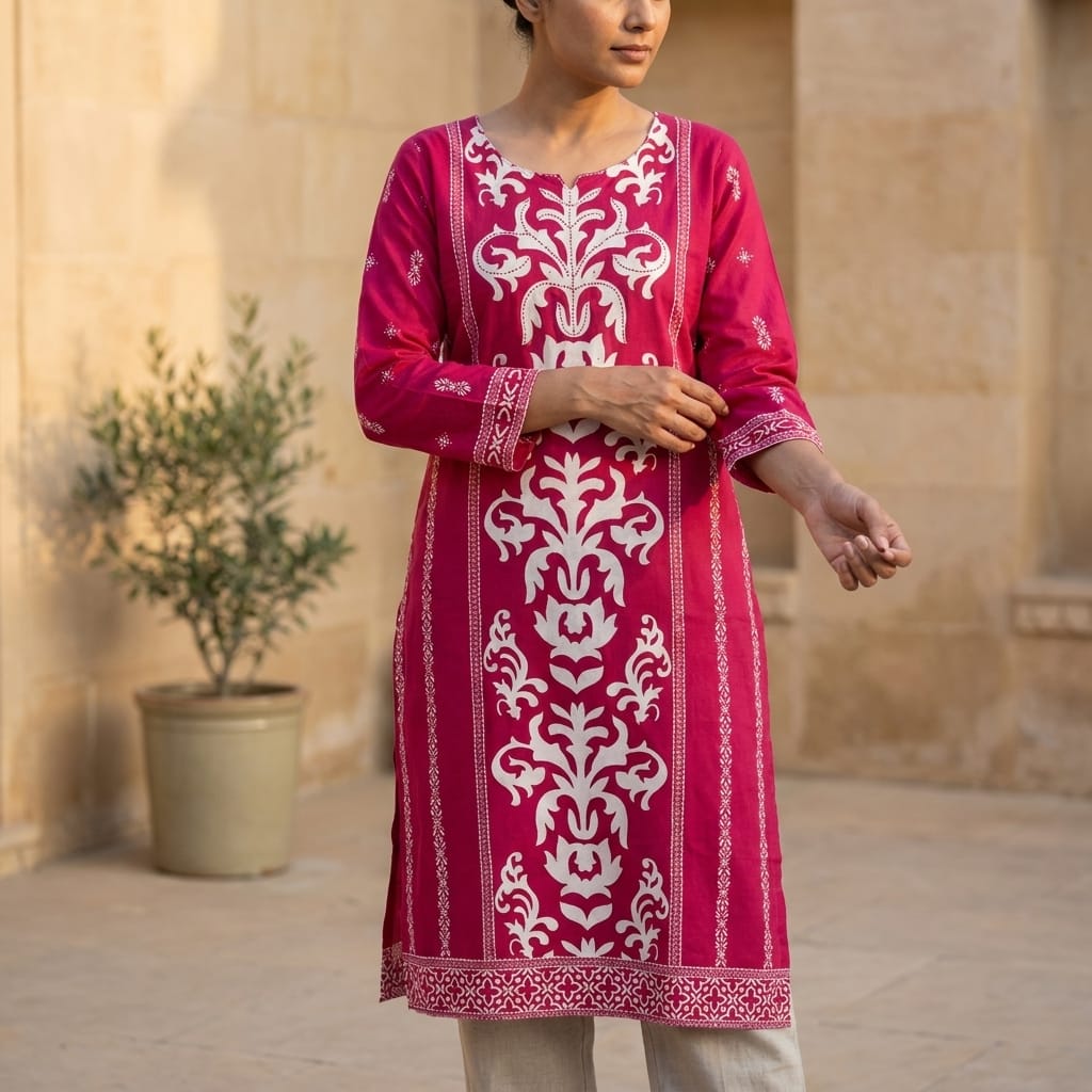 Pink Rayon Kurti