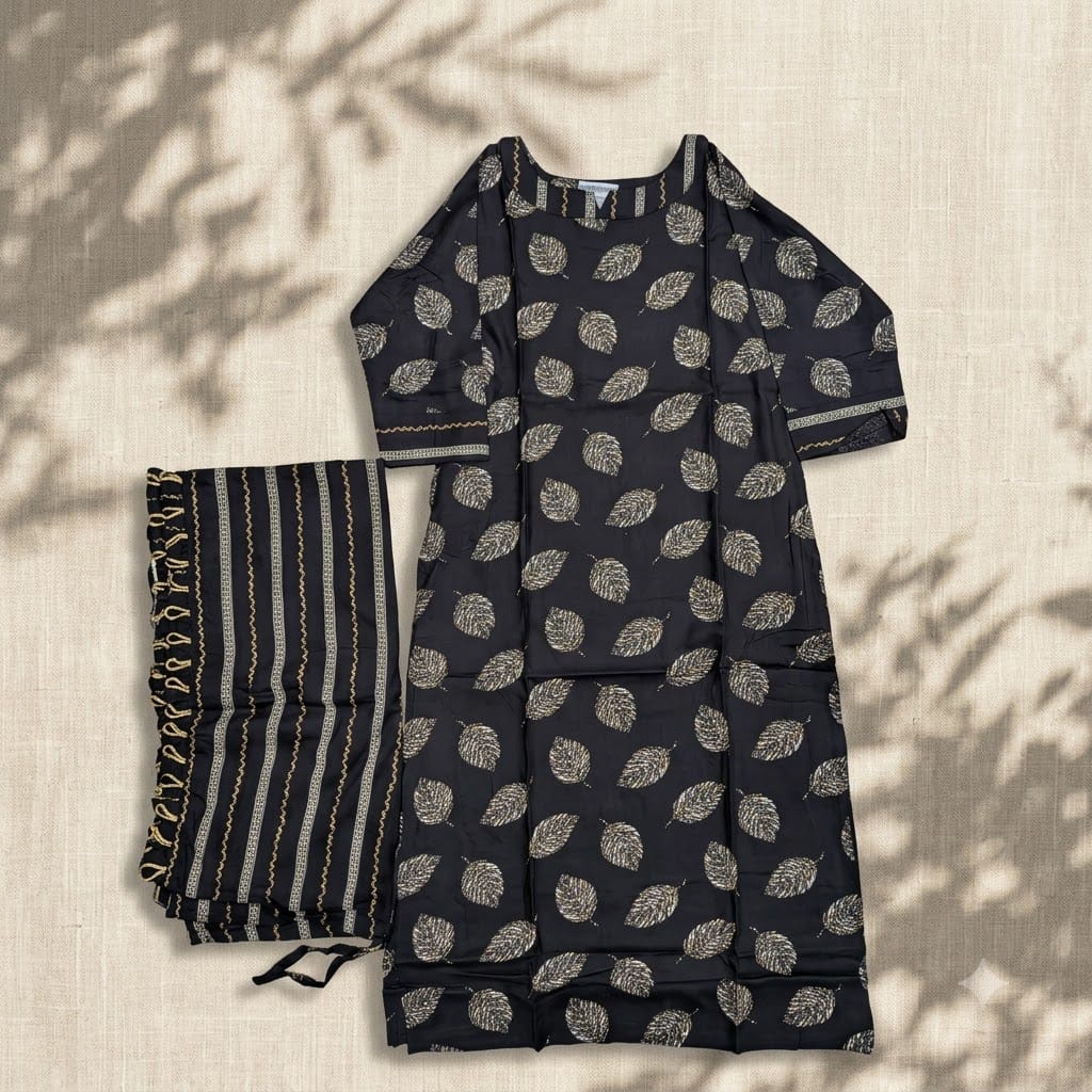Black Rayon Co-ord Set | 11340