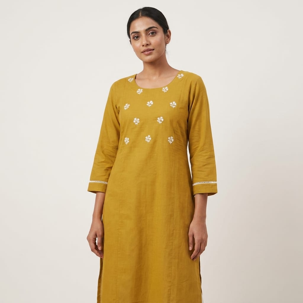 Mustard Cotton Kurti
