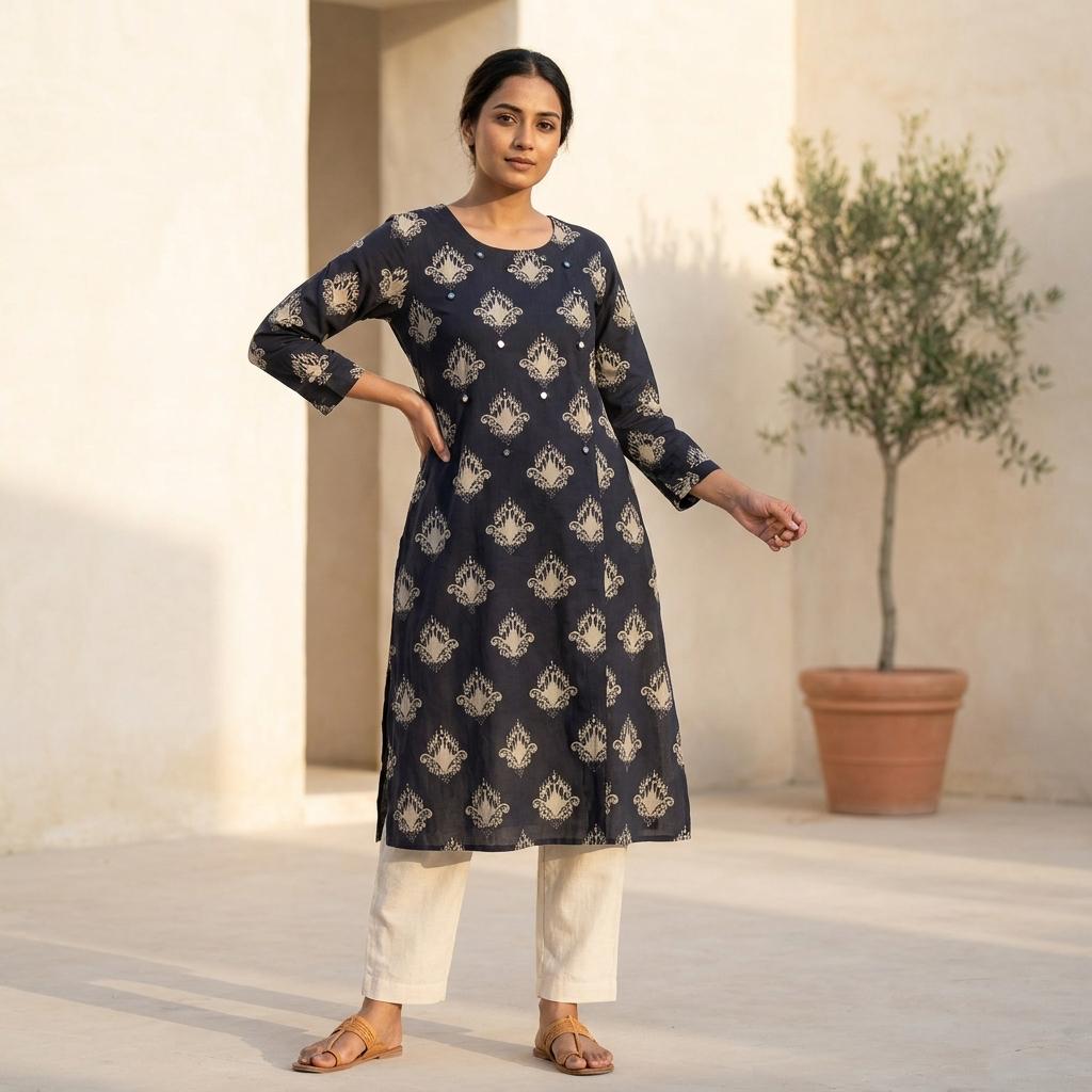 Black Cotton Kurti