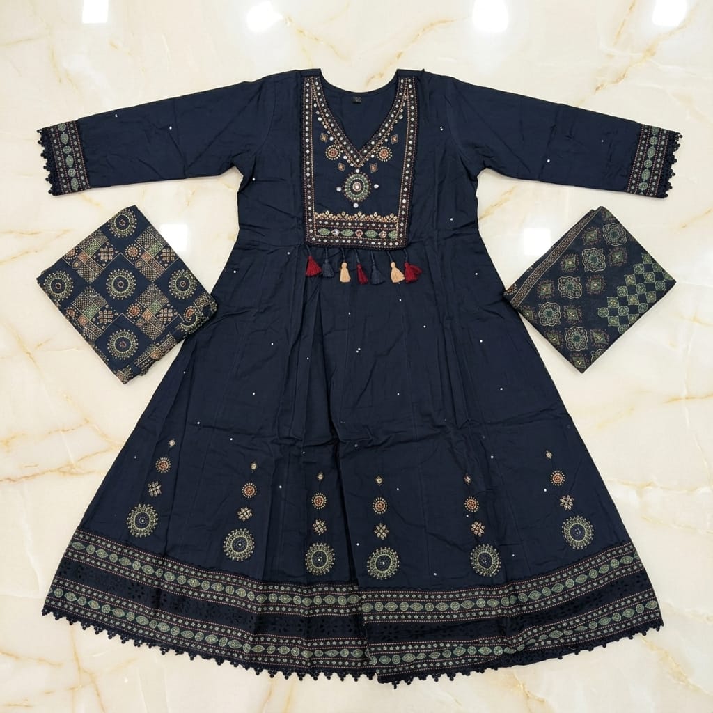 Blue Cotton Anarkali Salwar | 11254