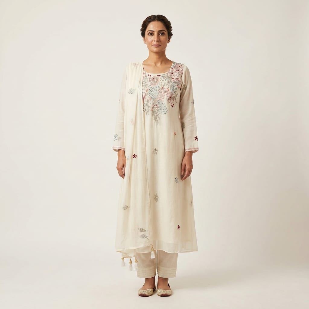 White Cotton Silk Salwar