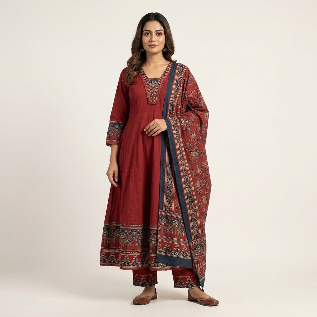 Red Cotton Anarkali Salwar | 11281