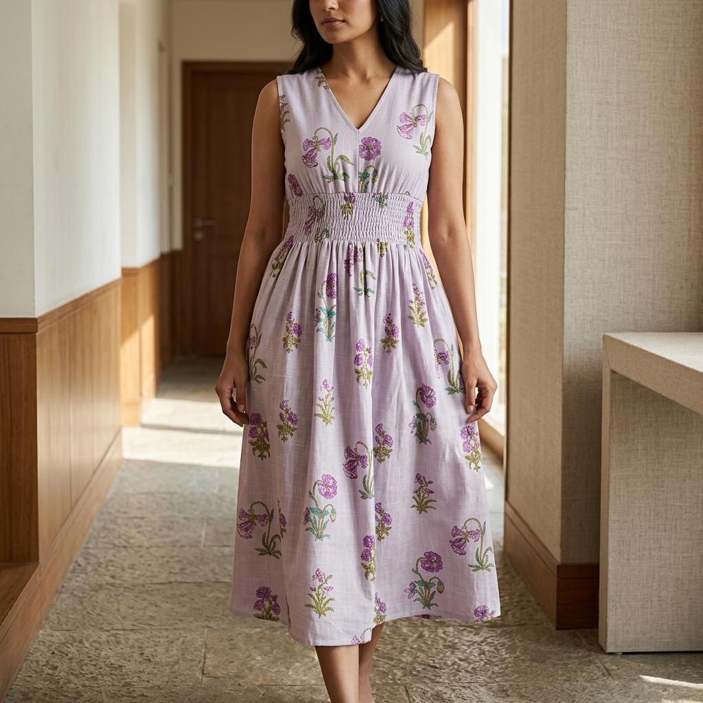 Light Lavender Cotton Kurti