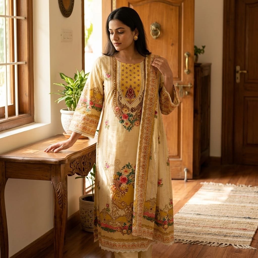 Beige Cotton Salwar