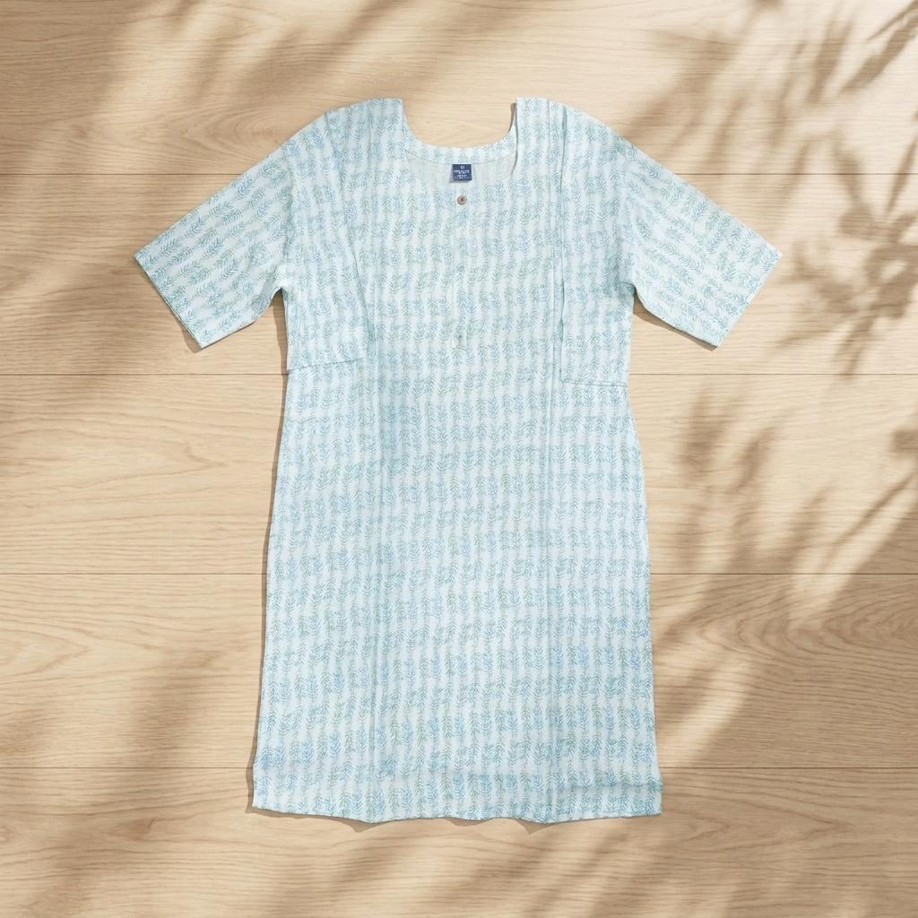 Blue Cotton Silk Kurti
