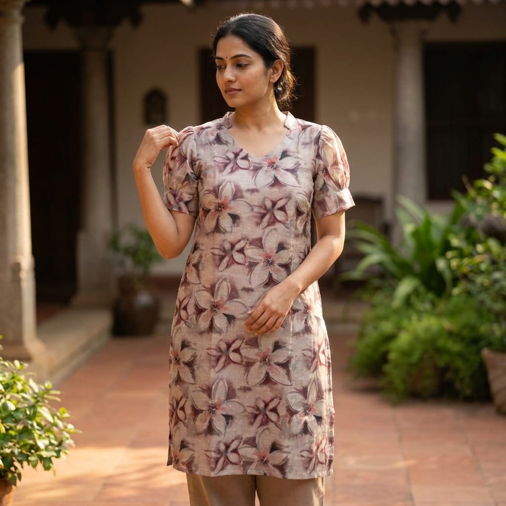 Grey Cotton Silk Kurti