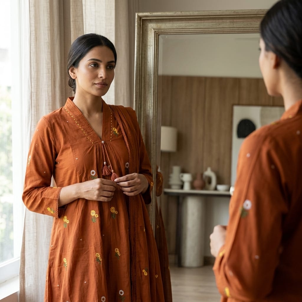 Orange Cotton Salwar | 11308