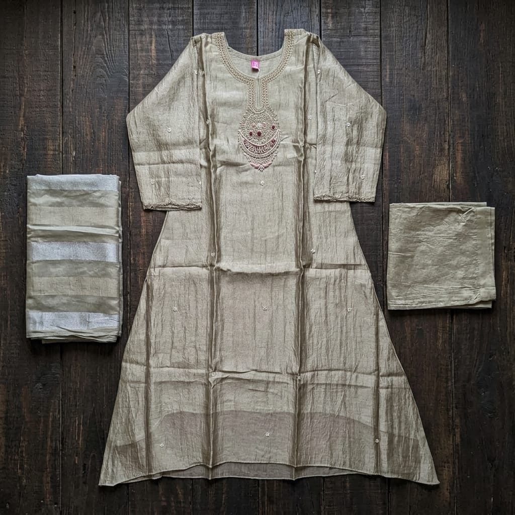 Beige Tissue Salwar