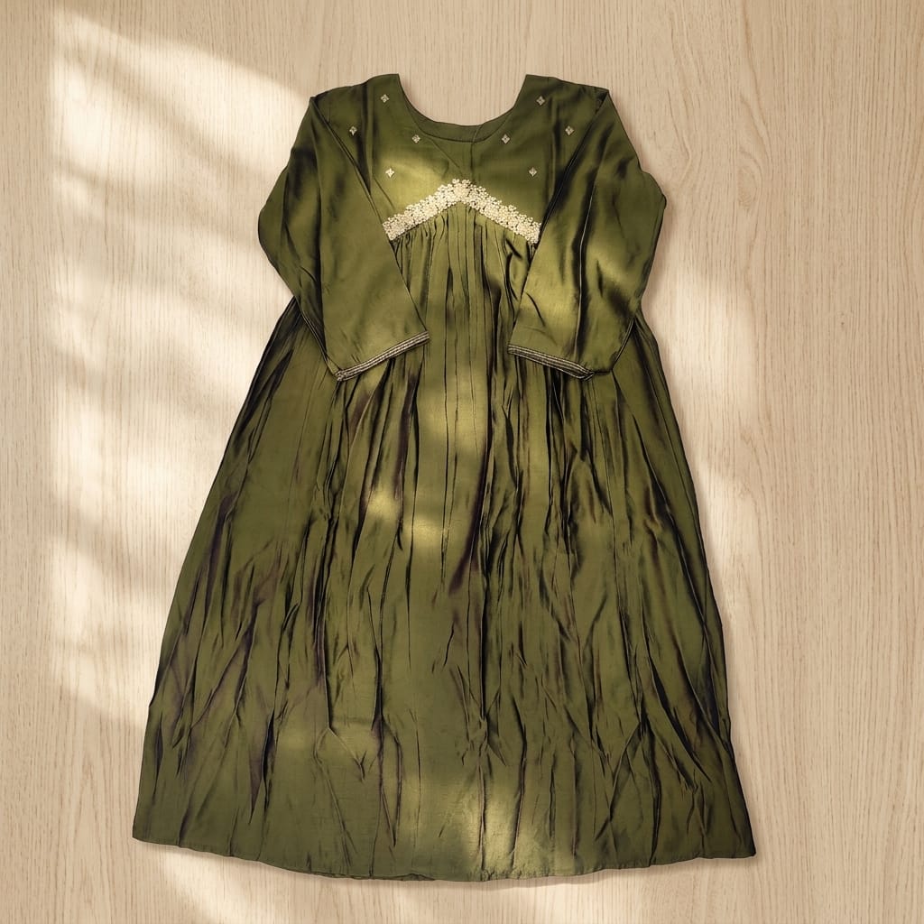 Green Cotton Silk Kurti