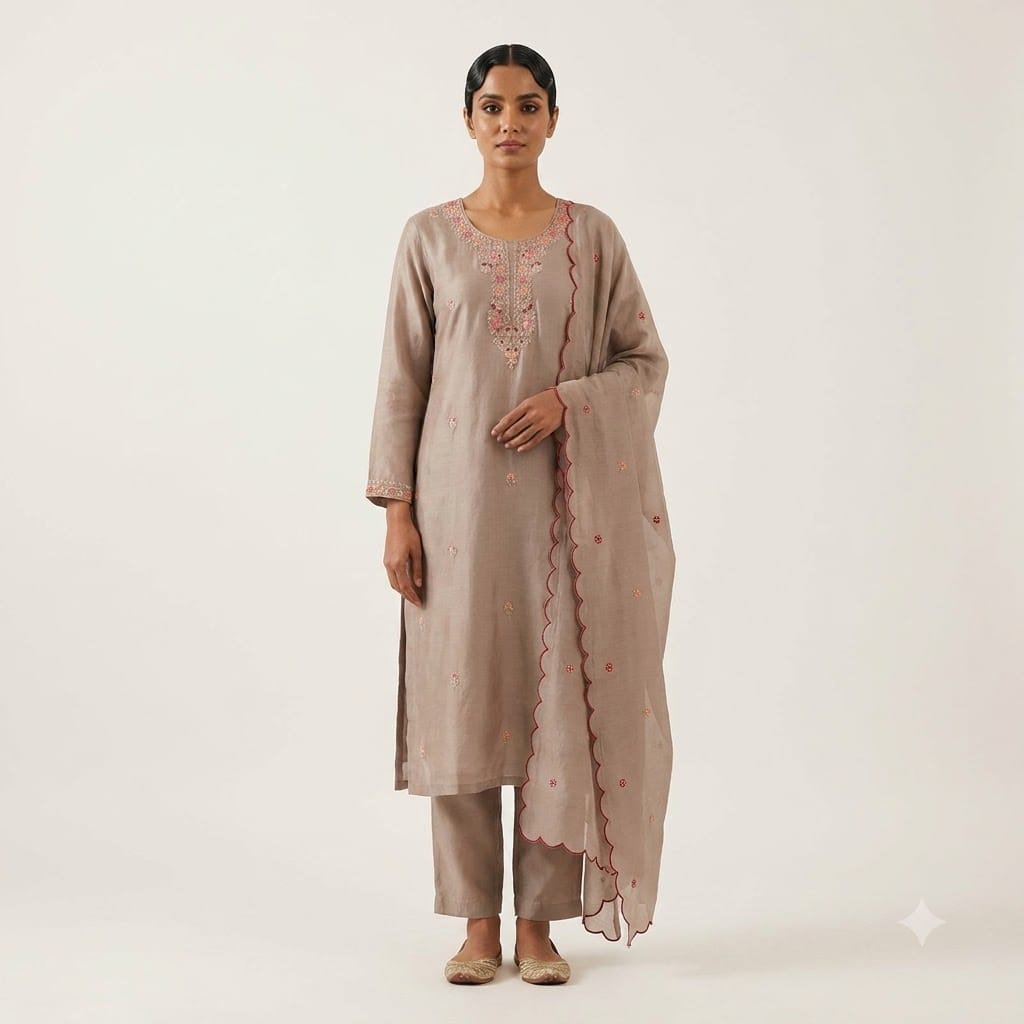Taupe Cotton Silk Salwar | 11356
