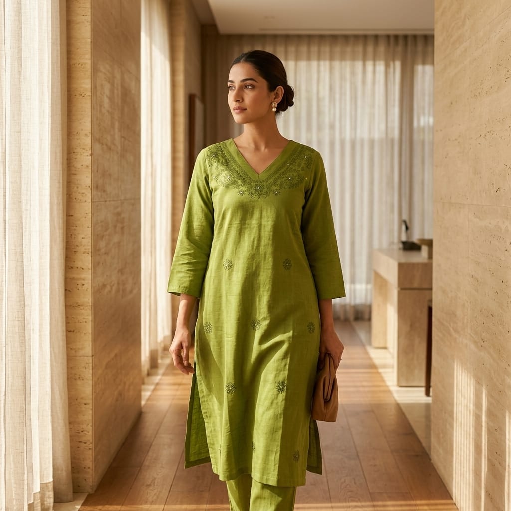 Green Cotton Co-ord Set
