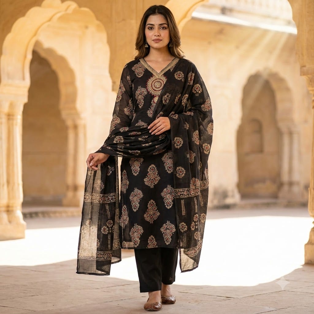 Black Cotton Silk Salwar | 11432