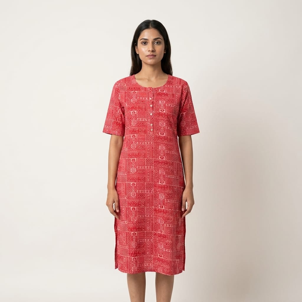 Red Rayon Kurti