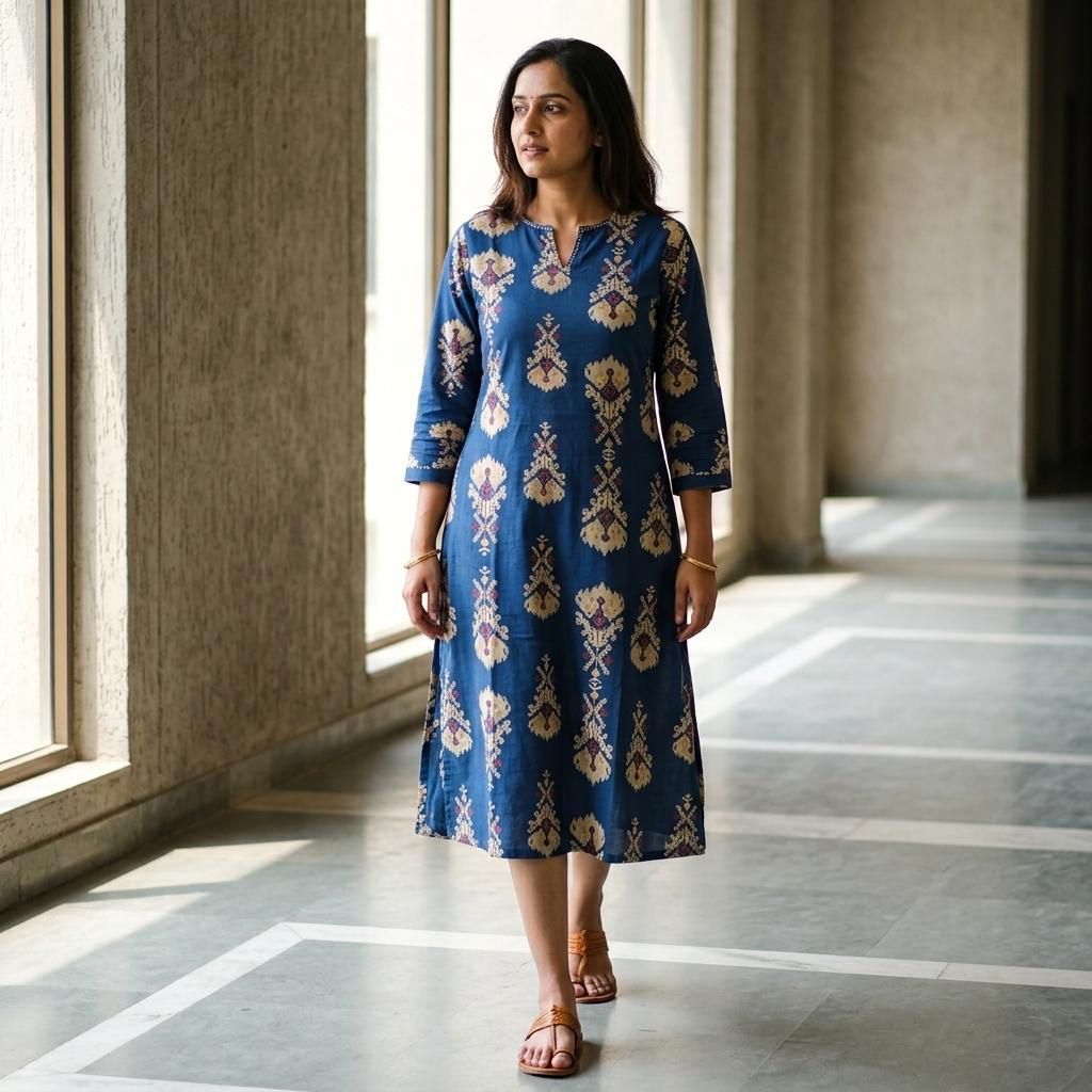 Blue Cotton Kurti