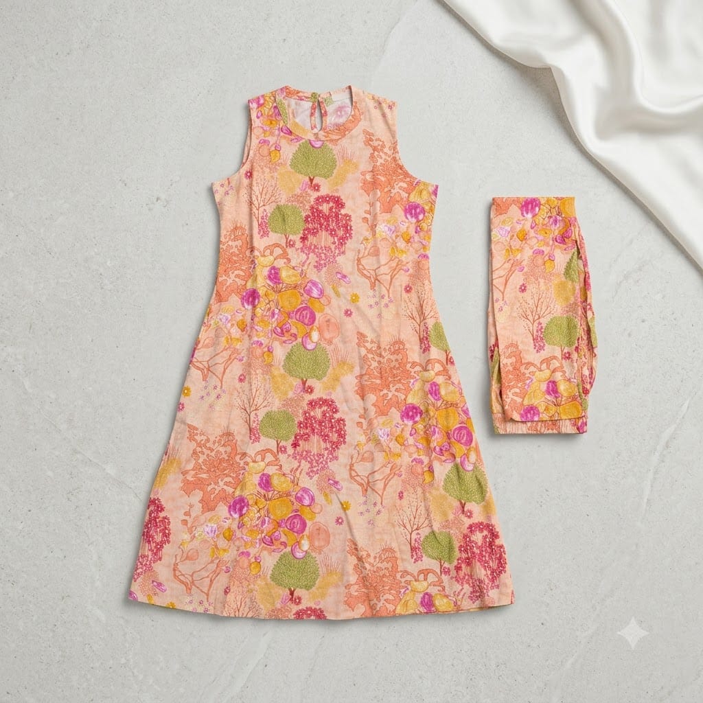 Peach Rayon Co-ord Set | 11362