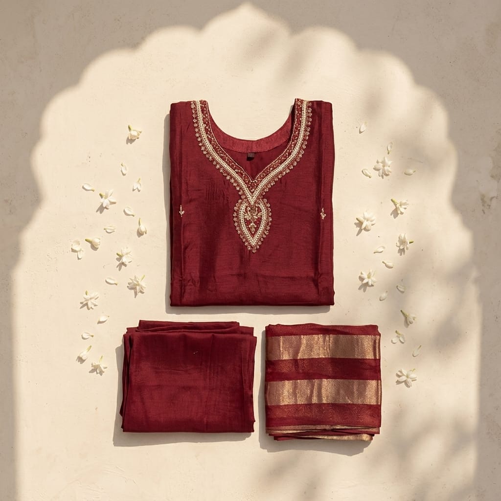 Red Chanderi Silk Salwar| 11247