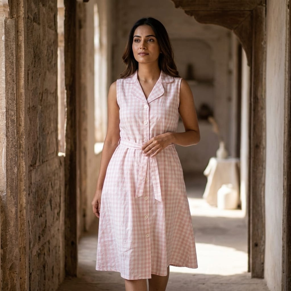 White Chekkered Cotton Top